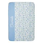 Blue watercolor wildflowers custom name apron バスマット (正面縦)
