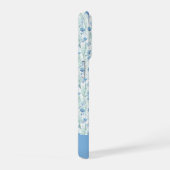 Blue watercolor wildflowers custom name iPhoneケース (右側面)