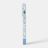Blue watercolor wildflowers custom name iPhoneケース (左側面)