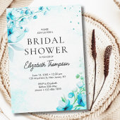 Blue Watercolor Wildflowers Modern Bridal Shower 招待状
