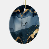 Blue watercolor with gold flecks セラミックオーナメント (右)