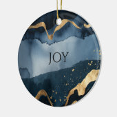 Blue watercolor with gold flecks セラミックオーナメント (左)