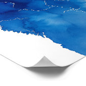 Blue watercolor wolf howling ポスター (角)