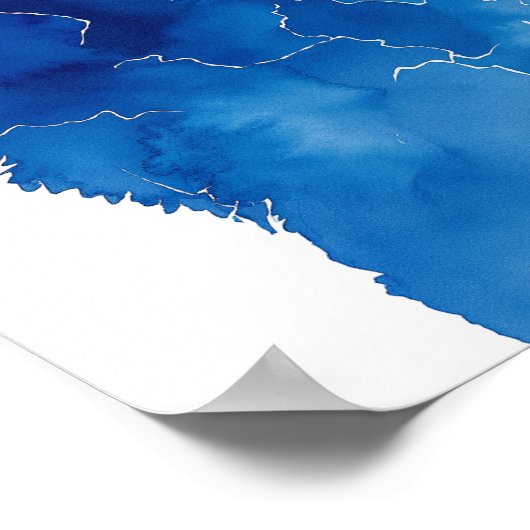 Blue watercolor wolf howling ポスター (角)