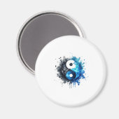 Blue Watercolor Yin and Yang Magnet マグネット (正面/裏面)