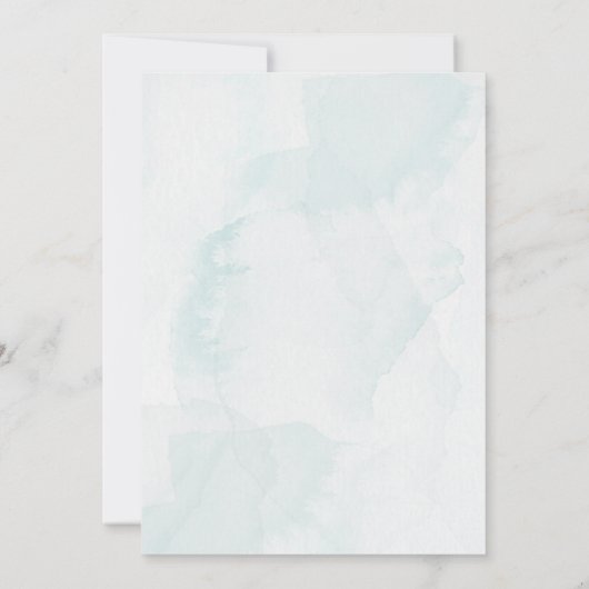 Blue Watercolour Beach Coastal Wedding 招待状 (裏面)