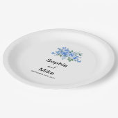 Blue Watercolour Floral and Butterflies Wedding ペーパープレート (アングル)