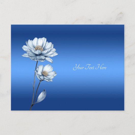 Blue Watercolour Flowers Postcard ポストカード (正面)