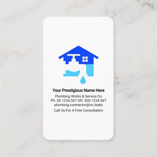 Blue Waterdrop Faucet Leaks Plumbing 名刺 (裏面)