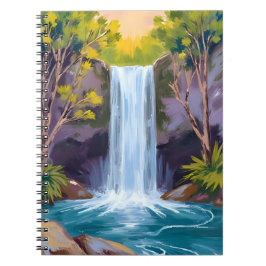 Blue Waterfall | Forest Landscape Nature Painting ノートブック