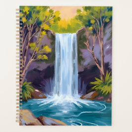 Blue Waterfall | Forest Landscape Nature Painting プランナー手帳