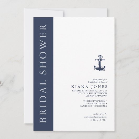 Blue Waveいかり結婚のブライダルシャワーID836 招待状 (正面)