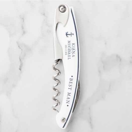 Blue Waveいかり結婚の花婿介添人Bl/Wht ID836 ソムリエナイフ (正面)