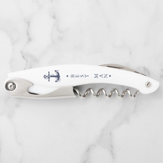 Blue Waveいかり結婚の花婿介添人Bl/Wht V2 ID836 ソムリエナイフ (正面)