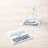 Blue Wave結婚のID836 スクエアペーパーコースター (インサイチュ)