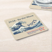 Blue Wave 2024 – カスタマイズ可能なキャンペーンコースター スクエアペーパーコースター (アングル)