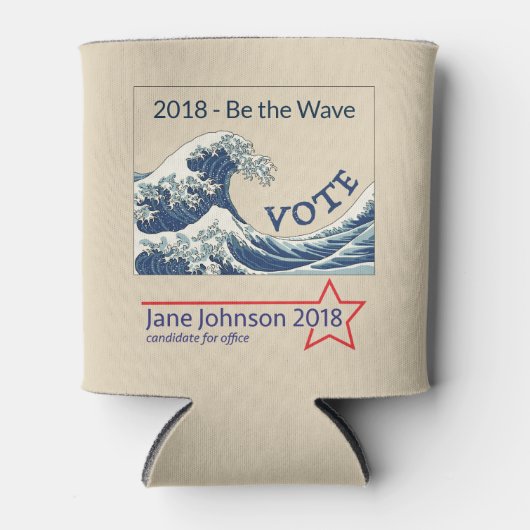 Blue Wave 2024 – カスタマイズ可能なキャンペーン 缶クーラー (正面)