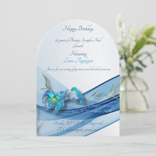 blue wave 50年の誕生日 招待状 (スタンド正面)