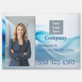 Blue Wave Company Photo Logo Promotional Business マグネット (正面)