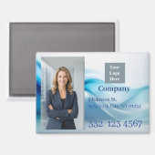 Blue Wave Company Photo Logo Promotional Business マグネット (正面/裏面)