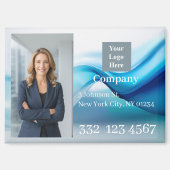 Blue Wave Company Photo Logo Promotional Business マグネット (正面)