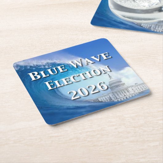 Blue Wave Election 2026 スクエアペーパーコースター (アングル)
