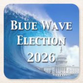 Blue Wave Election 2026 スクエアペーパーコースター (正面)