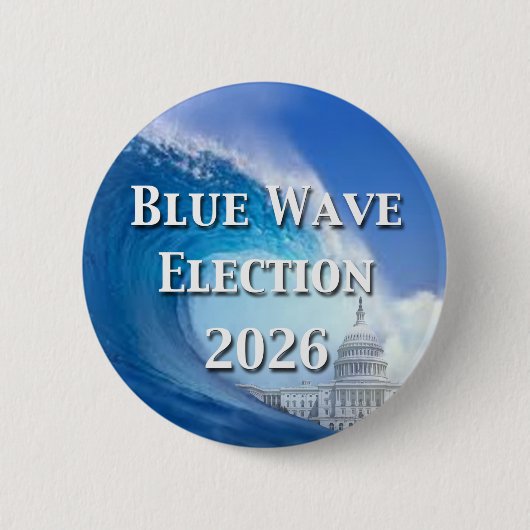 Blue Wave Election 2026 缶バッジ (正面)