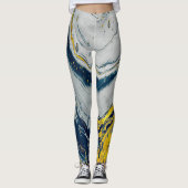 Blue wave marble textures レギンス (正面)