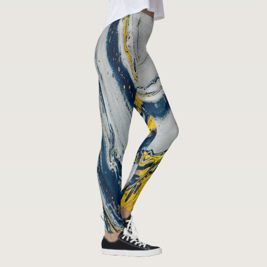 Blue wave marble textures レギンス (右)
