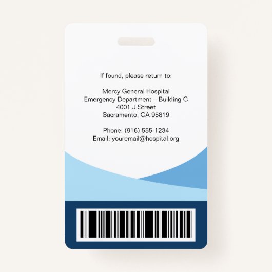 Blue Wave Professional Medical Staff ID バッジ (裏面)