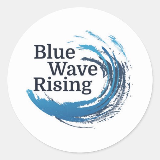 Blue Wave Rising 1.5インチスモールステッカー ラウンドシール (正面)