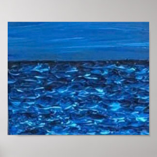 Blue Wave Texture Print ポスター