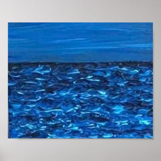 Blue Wave Texture Print ポスター (正面)