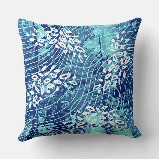 Blue Wave Throw Pillow クッション (裏面)