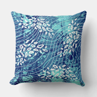 Blue Wave Throw Pillow クッション