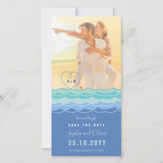 Blue Wavesループハートビーチ写真の保存日付 セーブザデート (正面)