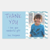 Blue Waves誕生日Thank you Kids写真 長方形シール (正面)