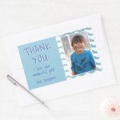 Blue Waves誕生日Thank you Kids写真 長方形シール (封筒)