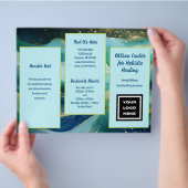 Blue Waves 3つ折ビジネスチラシのパンフレット チラシ (手)