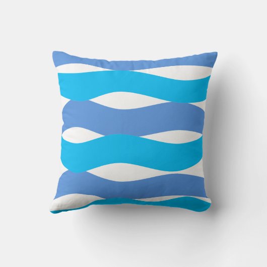 Blue Waves Pattern Throw Pillow クッション (裏面)