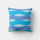 Blue Waves Pattern Throw Pillow クッション (正面)