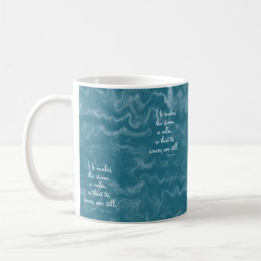 Blue Waves With Bible Verse Psalm107 コーヒーマグカップ (左)