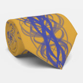 Blue Wavy Abstract Lines Repeat Pattern On Bronze ネクタイ (ロール)