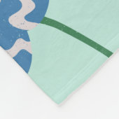 Blue wavy flower pattern フリースブランケット (角)