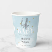 Blue We are on Cloud 9 Hello Baby Showerパーティー 紙コップ (正面)