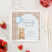 Blue We Can Bearly Wait Boy Baby Shower  スタンダードランチョンナプキン (インサイチュ)