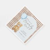 Blue We Can Bearly Wait Boy Baby Shower  スタンダードランチョンナプキン (角)