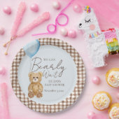 Blue We Can Bearly Wait Boy Baby Shower ペーパープレート (パーティー)