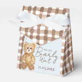 Blue We Can Bearly Wait Teddy Bear Boy Baby Shower フェイバーボックス